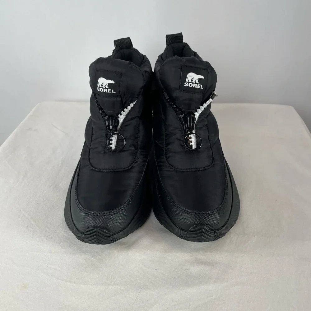 NWT Sorel Out N‎ About III Puffy Zip Waterproof Boot in Black Sea Salt Size 10